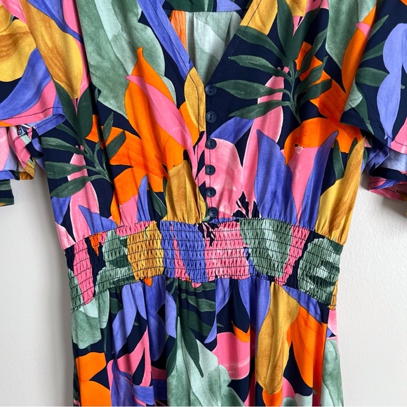 Abel The Label ATL Anthropologie Leonard Floral Tropical High Low Midi Dress XS - Picture 8 of 11